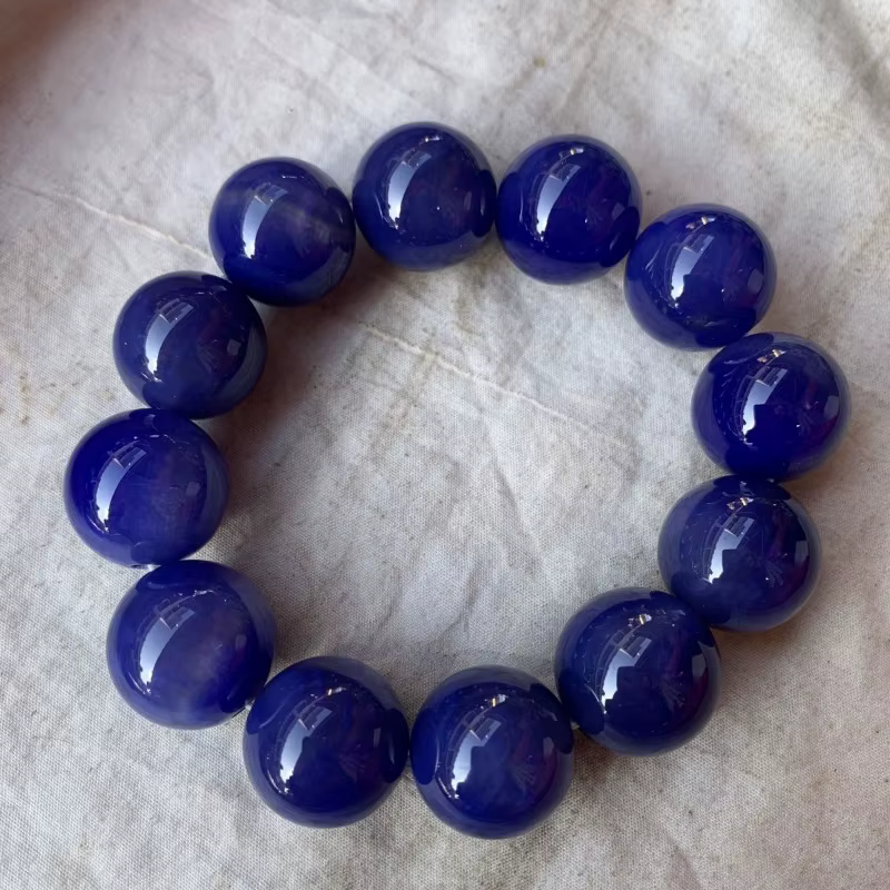 Bracelet de perles rondes en agate bleue de mer naturelle, bracelet bleu foncé, bijoux pour hommes e