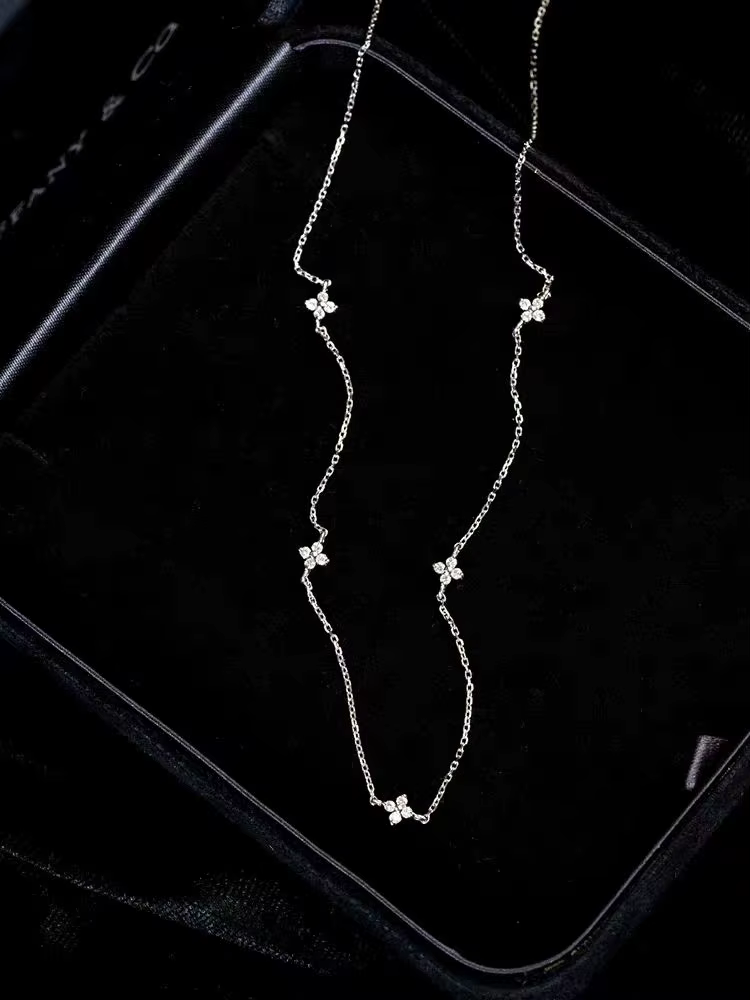Jkeli – colliers français en argent Sterling 925 avec pendentif fleur à quatre feuilles pour femmes,