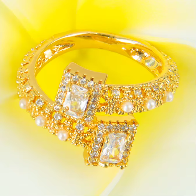 Bagues de Cocktail de luxe en zircone italienne, plaquées or 21 carats, réglables, à la mode, ours, 
