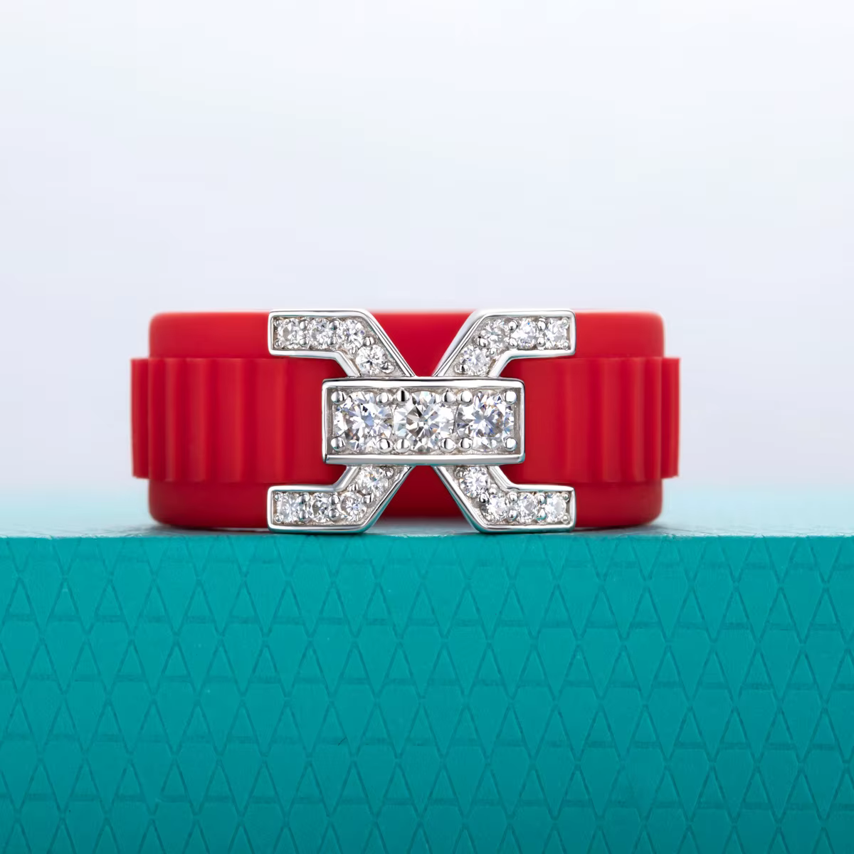 AnuJewel – bague en silicone incrustée de moissanite, en argent sterling 925, ajustement confortable