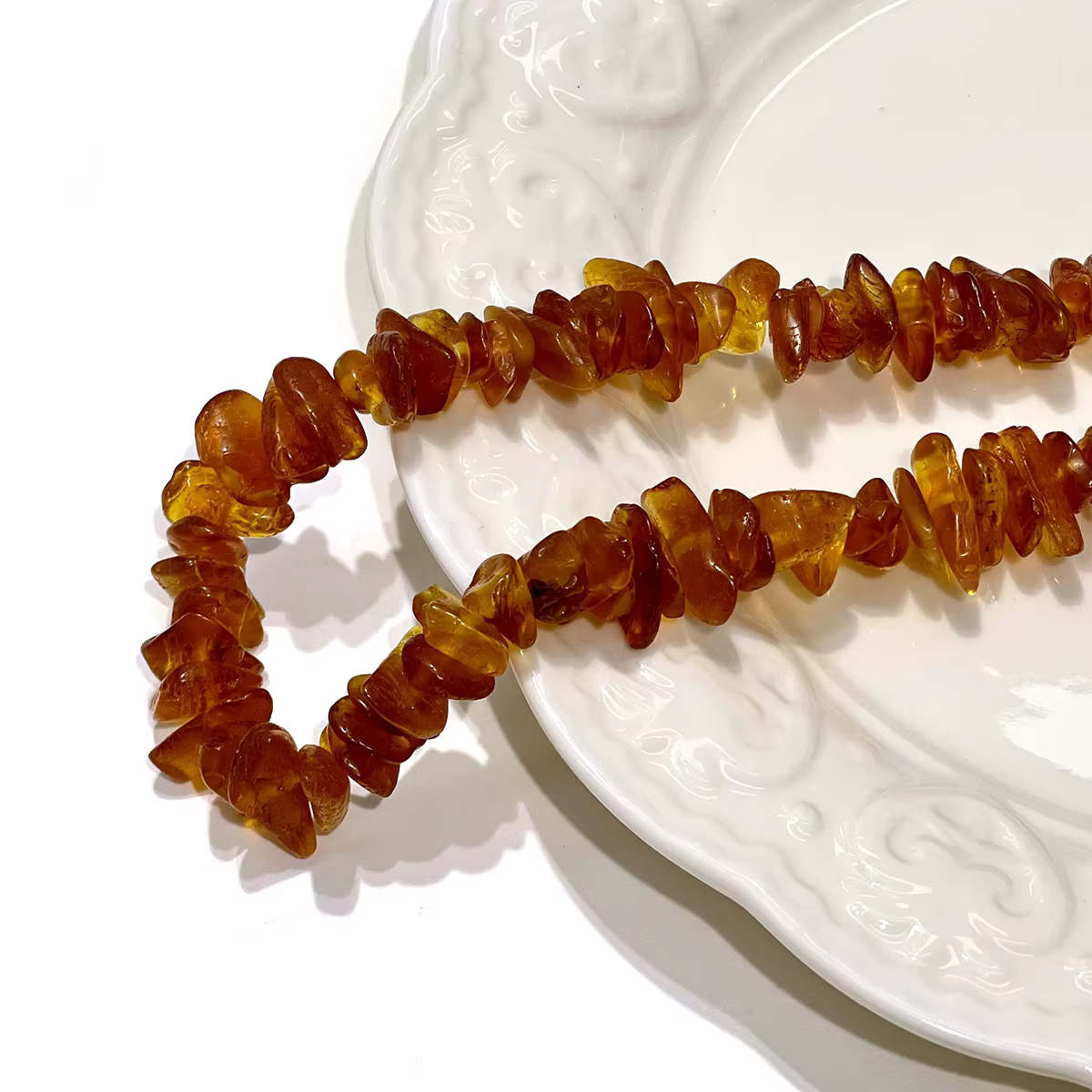 Perles en pierre naturelle d'ambre « Hua Po » de forme libre, 3x14mm, pour la fabrication de bijoux,