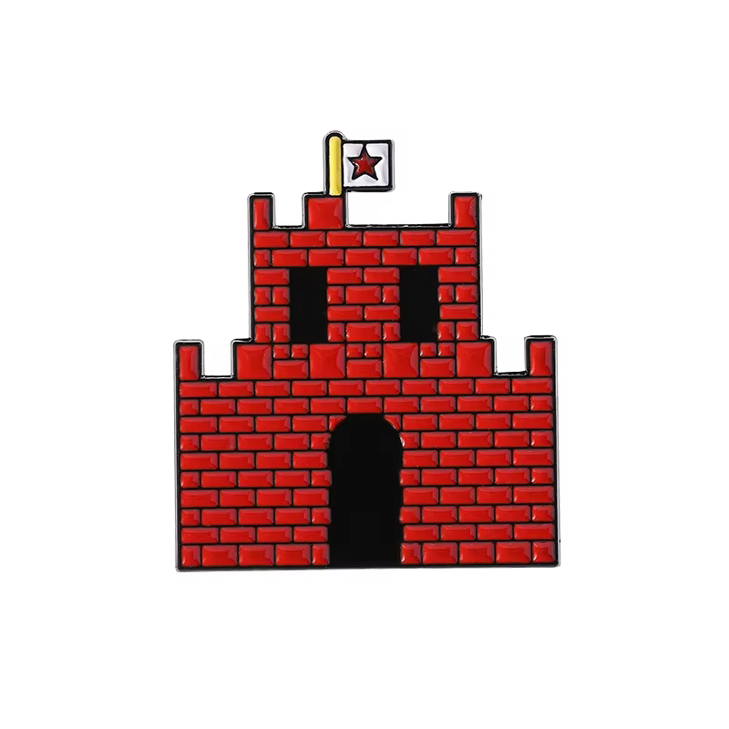 Broches en émail de jeu 3D créatif, château de ville, scénario de jeu de dessin animé, broche d'enfa