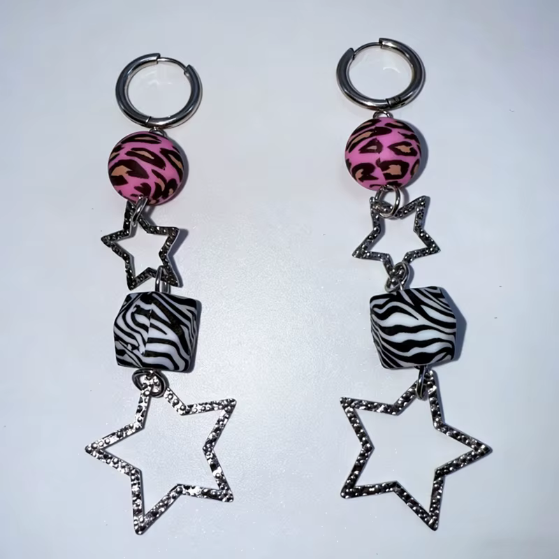 Y2K – boucles d'oreilles imprimé zèbre et léopard pour femmes, bijoux Sexy Kawaii des années 90, éto