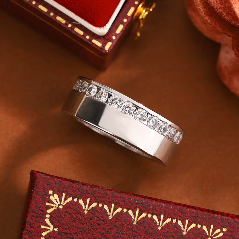 Bague de couple plaquée argent 925 unisexe, bague de fiançailles, de mariage, cadeau d'anniversaire,