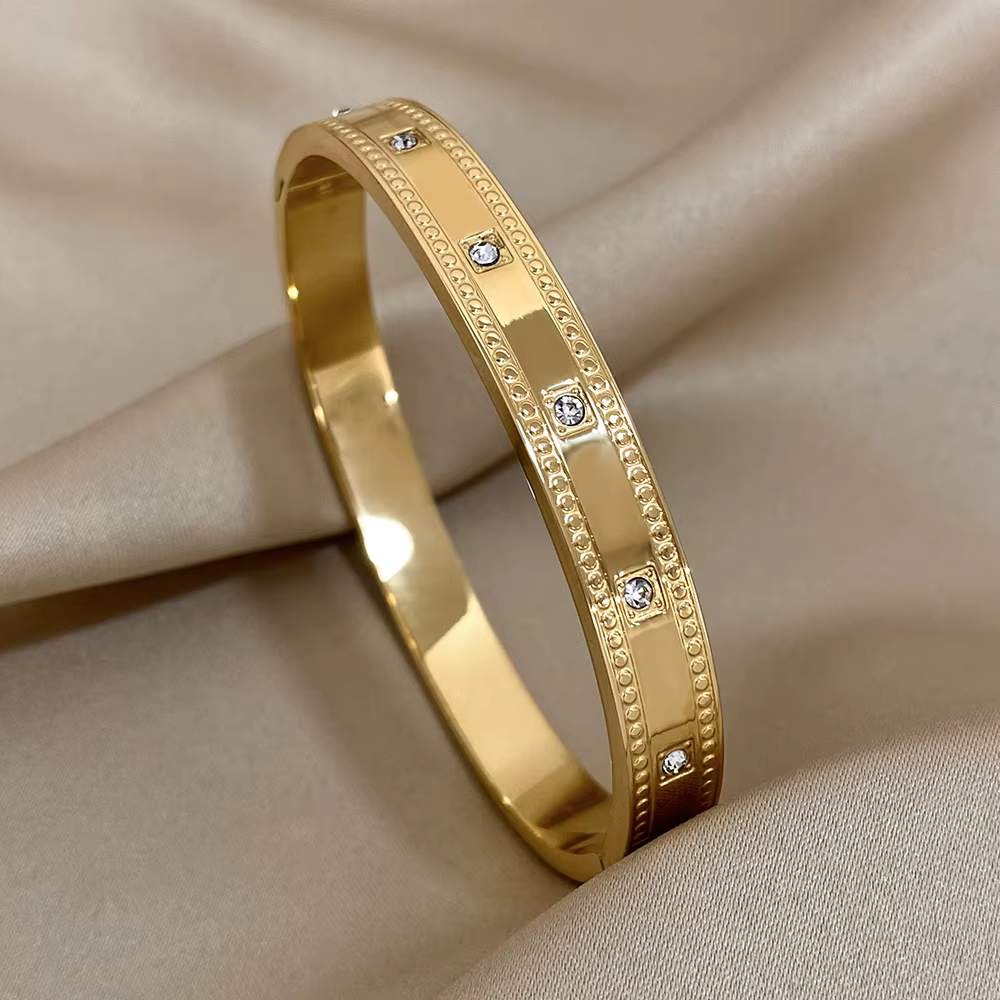 AENSOA Unique couleur or africain Rune Texture charme bracelets en acier inoxydable Bracelet pour fe
