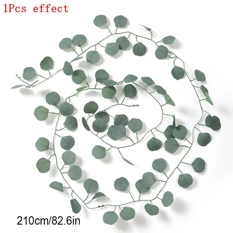 Couronne de fleurs d'eucalyptus vertes, couronne de fleurs artificielles, cuir chevelu vert, décorat