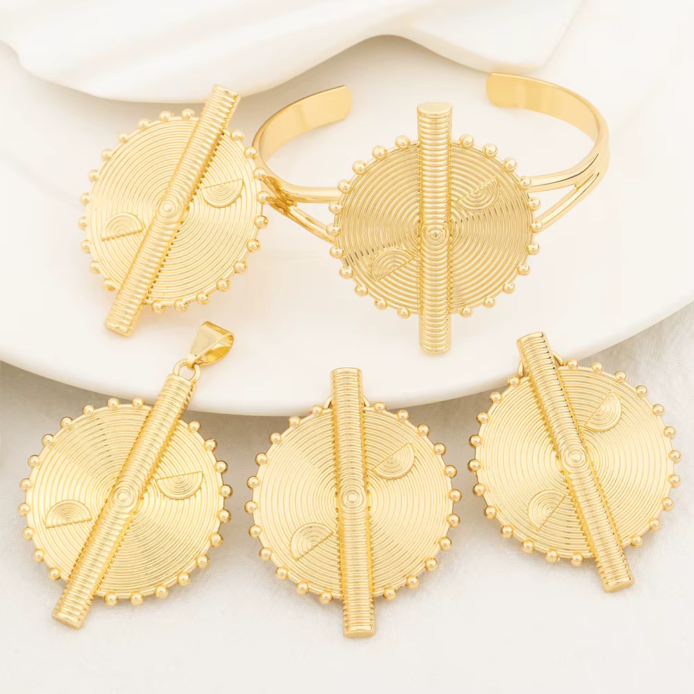 Ensembles de bijoux plaqués or pour femmes, cadeaux de mariage pour fête africaine de dubaï, pendent