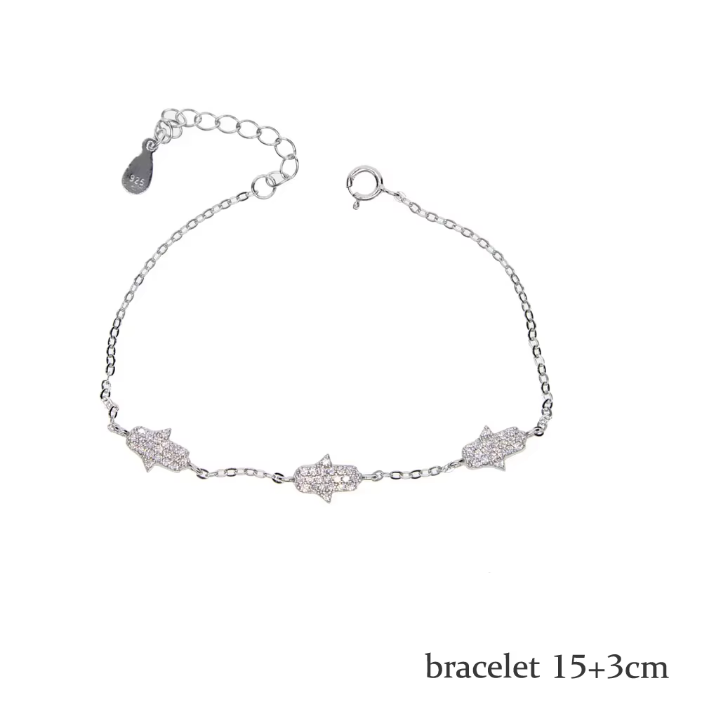 Bracelet à breloques Hamsa pour femme, 100% argent regardé 925, main de Fatima, bijoux de fête de ma