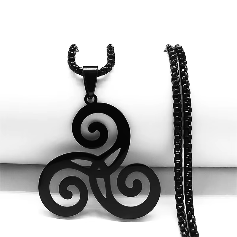 Goth Triquetra Triskelion Triskele collier en acier inoxydable noeud celtique colliers amulette noeu