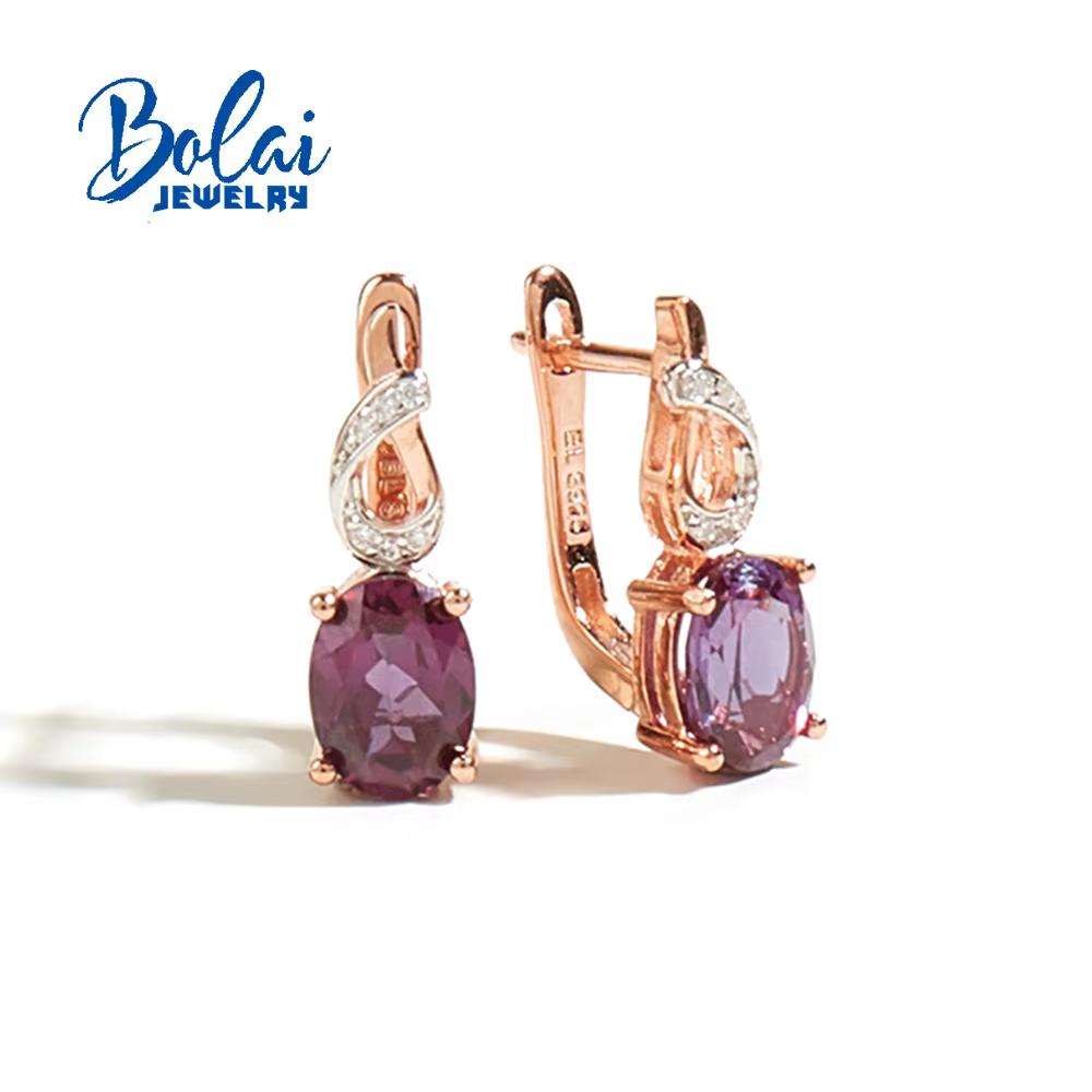 Boucle d'oreille élégante en argent Sterling 925, avec changement de couleur créé, pierre alexandre 