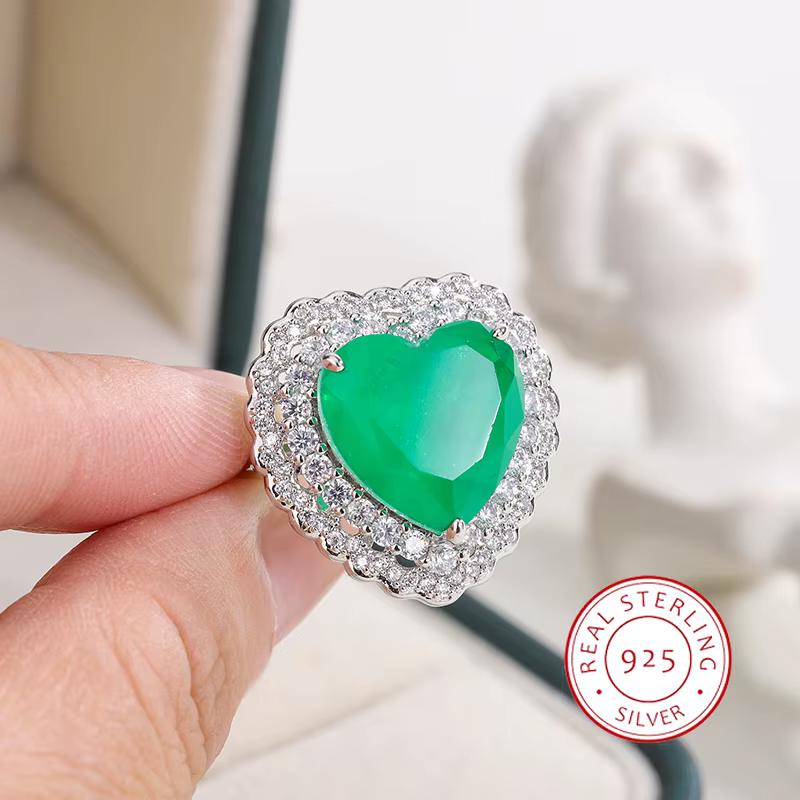 Bague de fiançailles en forme de cœur Palaiba vert luxueux pour femme, Zcomprend, règle de la mode, 
