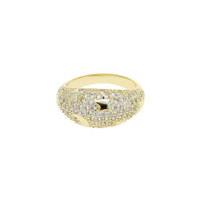 Bague en Or Arc-en-ciel avec Lune et Étoile pour Homme et Femme, Bijoux de Luxe en Émail Néon Coloré