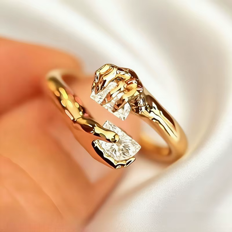 Bague unisexe tendance style rock-métal, bagues de couple, pierre en zircon, fabrication artisanale,