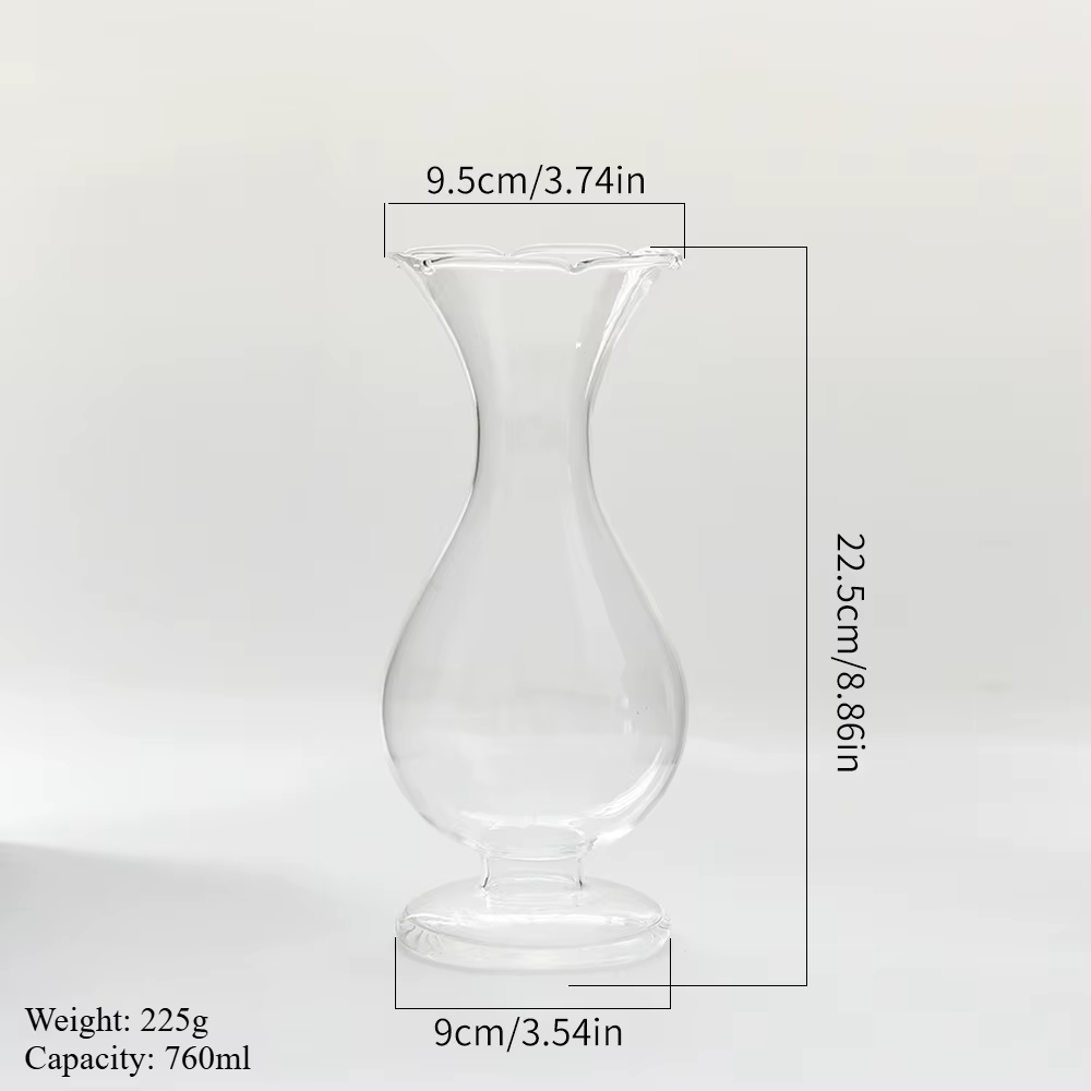 Vase en verre transparent coloré de style français pour arrangement floral hydroponique, adapté comm