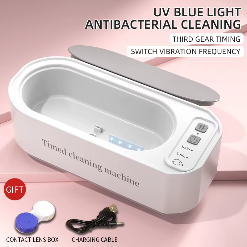 Nettoyeur à ultrasons 250 mAh pour lunettes, bijoux et brosses à dents, avec minuterie, haute fréque