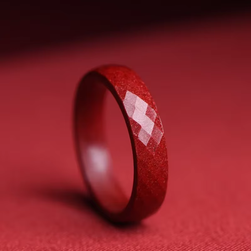 Bague Cinabre Authentique Naturelle, Bijoux d'Éternité, Amulettes de Fiançailles, Mascottes, Cadeau 