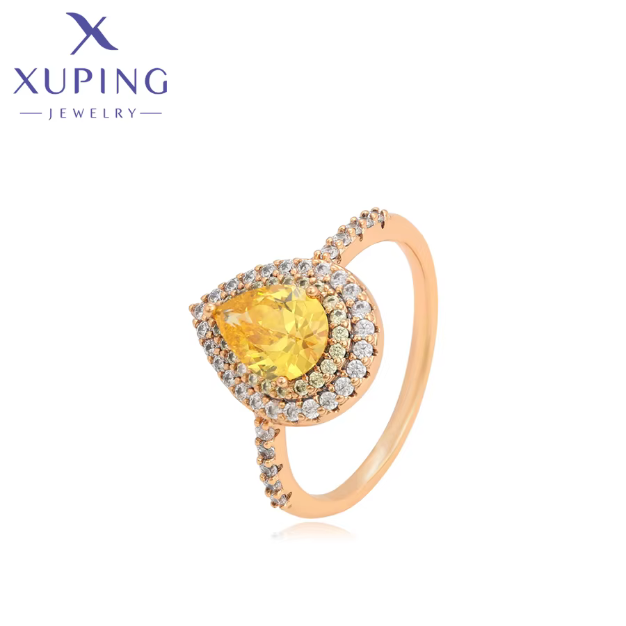 Xuping bijoux mode nouveau modèle pierre jaune couleur or bague pour femmes cadeaux A 00918630