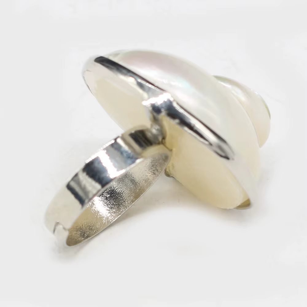Bague ronde en pierre de coquillages naturels pour femme, mode bohème, bricolage exquis, cadeau de d