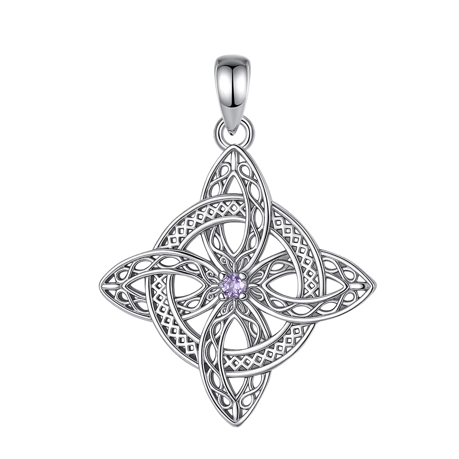 AEONSLOVE – pendentif en zircone avec nœud de sorcière magique, en cuivre, nœud celtique irlandais, 