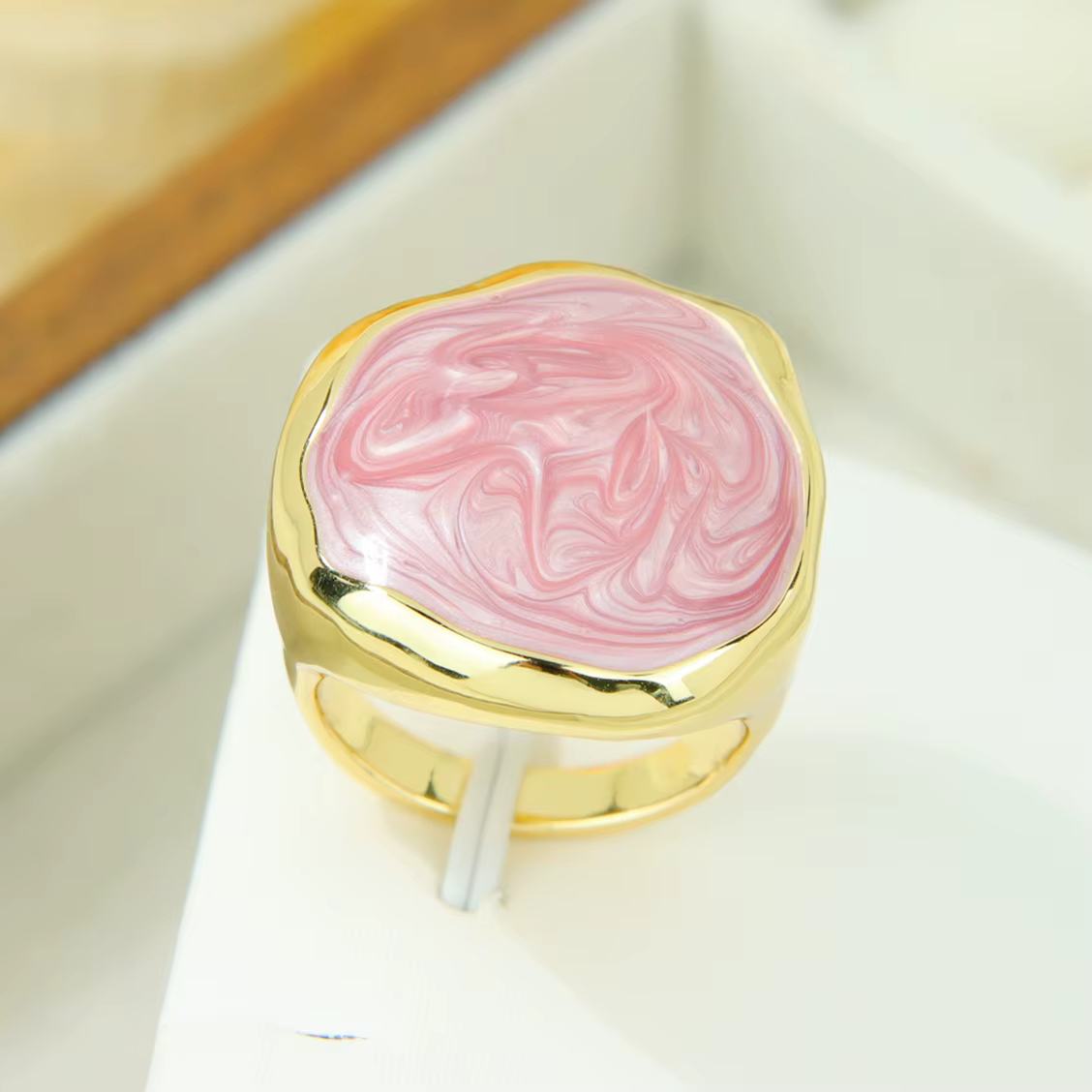 Bagues rétro en émail coloré à la mode européenne 14k, bague de bal Unique bohème italienne pour fem