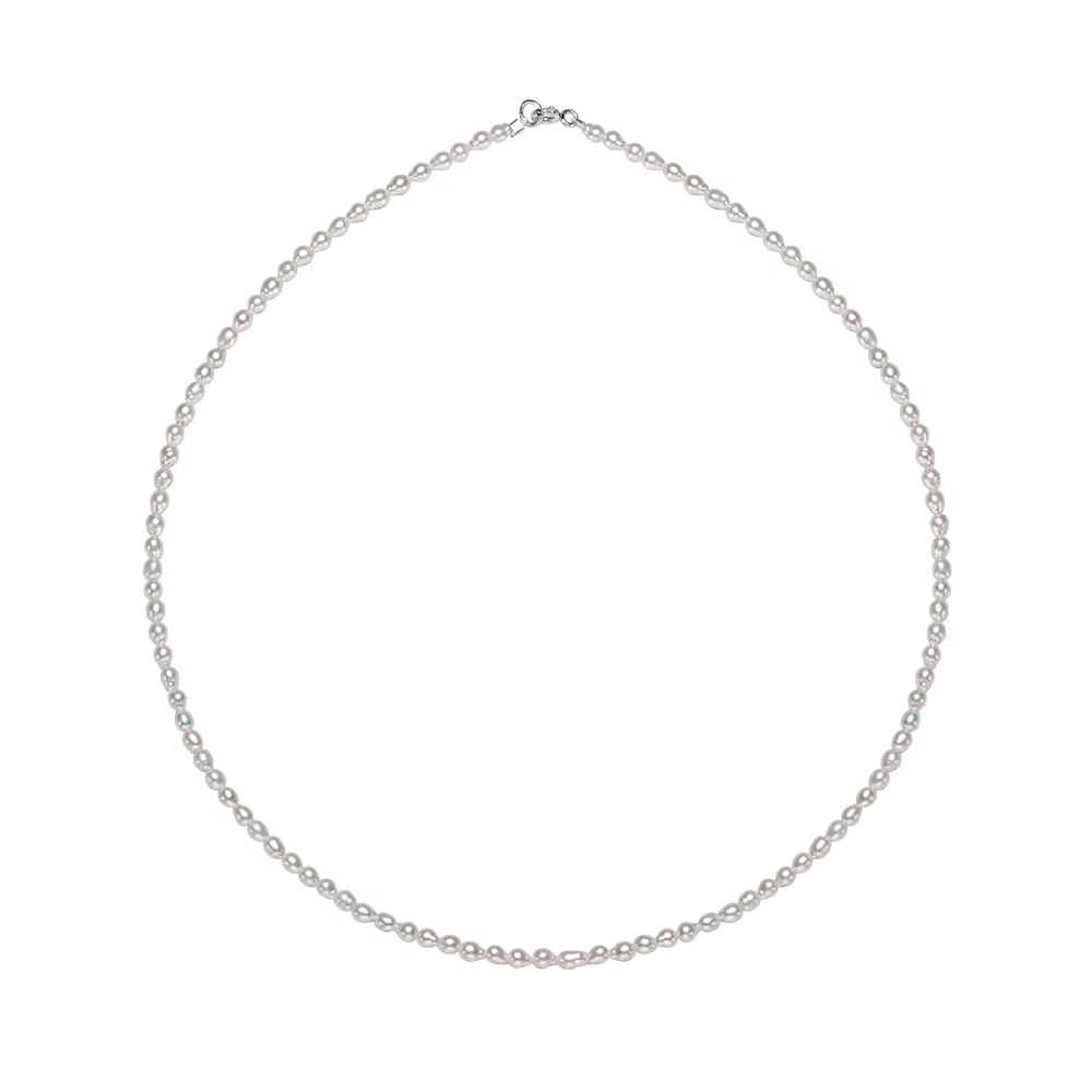 Dainashi 925 argent Sterling 2.5-3.5mm forme de riz colliers de perles d'eau douce 40cm de longueur
