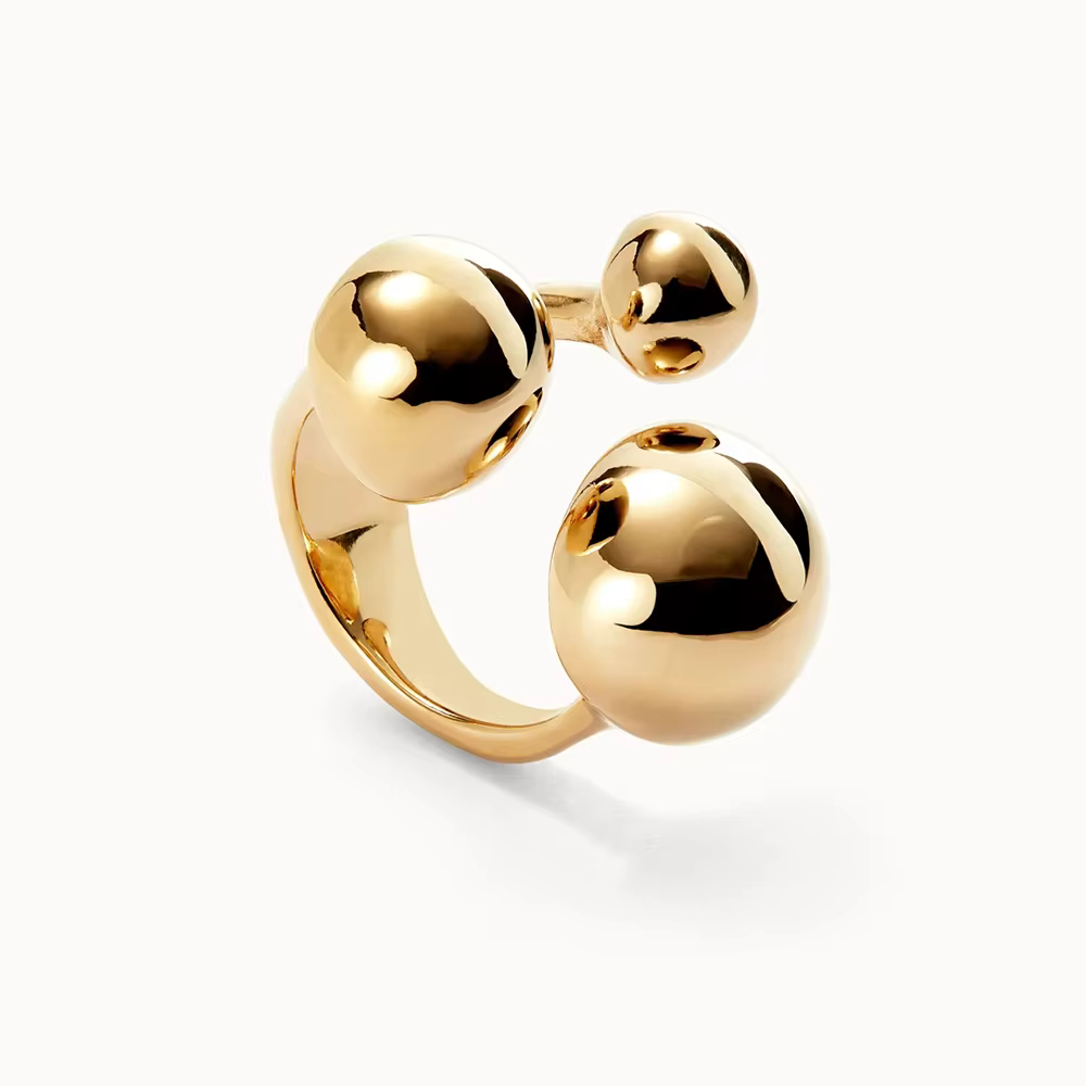 Bague boule irrégulière en or et argent, Style décontracté quotidien, sans accessoires pour le sexe,