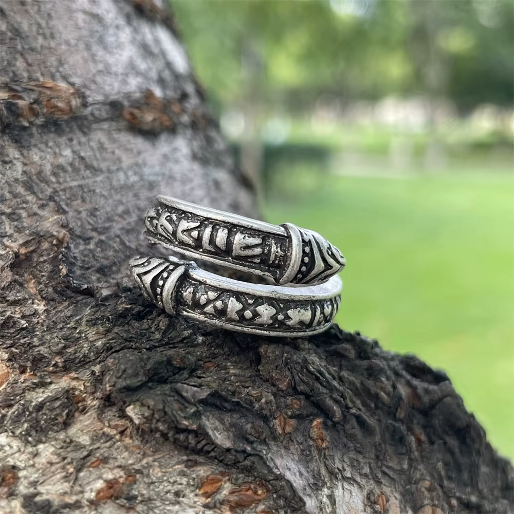 Bague gothique réglable Dragon nordique Viking Runes, bijoux Vintage Punk pour femmes et hommes, acc