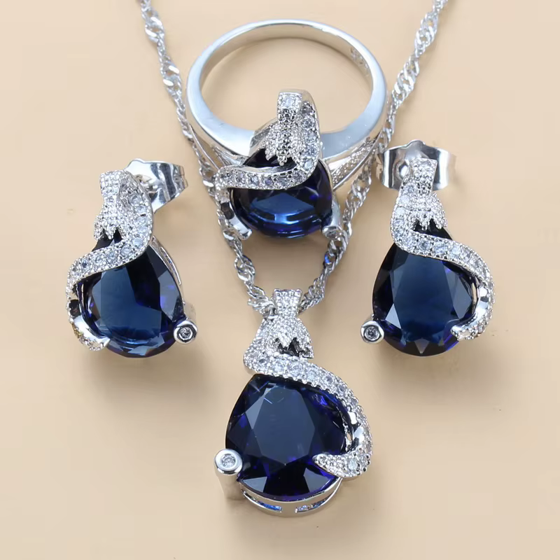 Ensemble de bijoux goutte d'eau en argent 925 pour femme, accessoires de mariage et de fiançailles, 