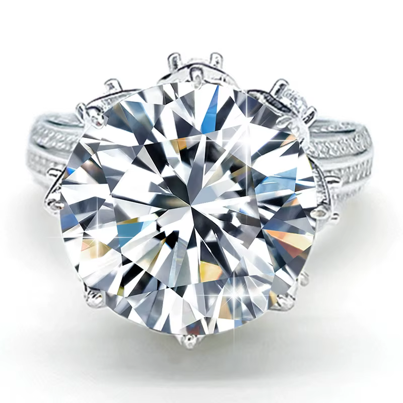 Bague Moissanite couleur D pour femme, 14mm, cadeau d'anniversaire de mariage, en argent Sterling 92