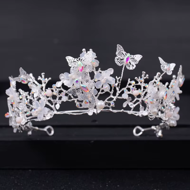 Baroque perle strass couronne fleur papillon princesse diadème bandeau bandeau femmes mariée mariage