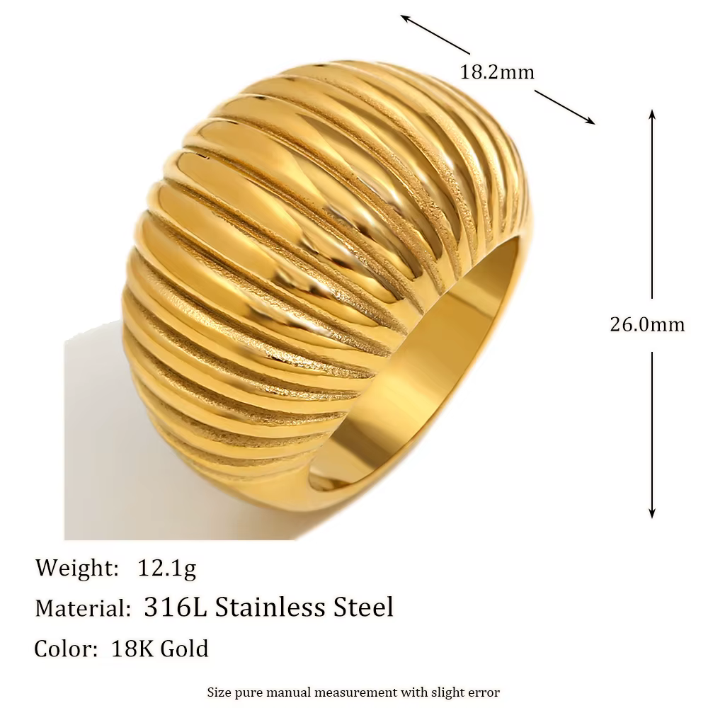 E.B.belle – bague à rayures en gros pain, Style minimaliste, plaqué or 18 carats, en acier inoxydabl