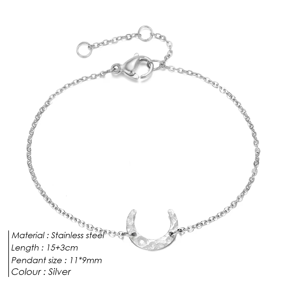 Bracelets simples en acier inoxydable EManco pour femmes, bracelet à breloque lune, couleur or, bijo