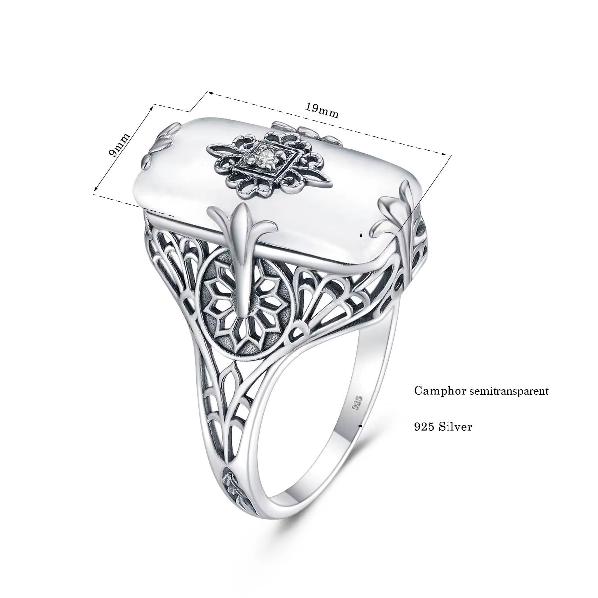 Szjinao-Bague vintage en argent regardé 925 pour femme, onyx noir, pierre précieuse, fête, banquet, 