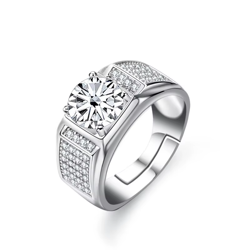 Bague Ringen véritable Moissanite bague pour hommes en argent Sterling 2 Carat rond brillant diamant