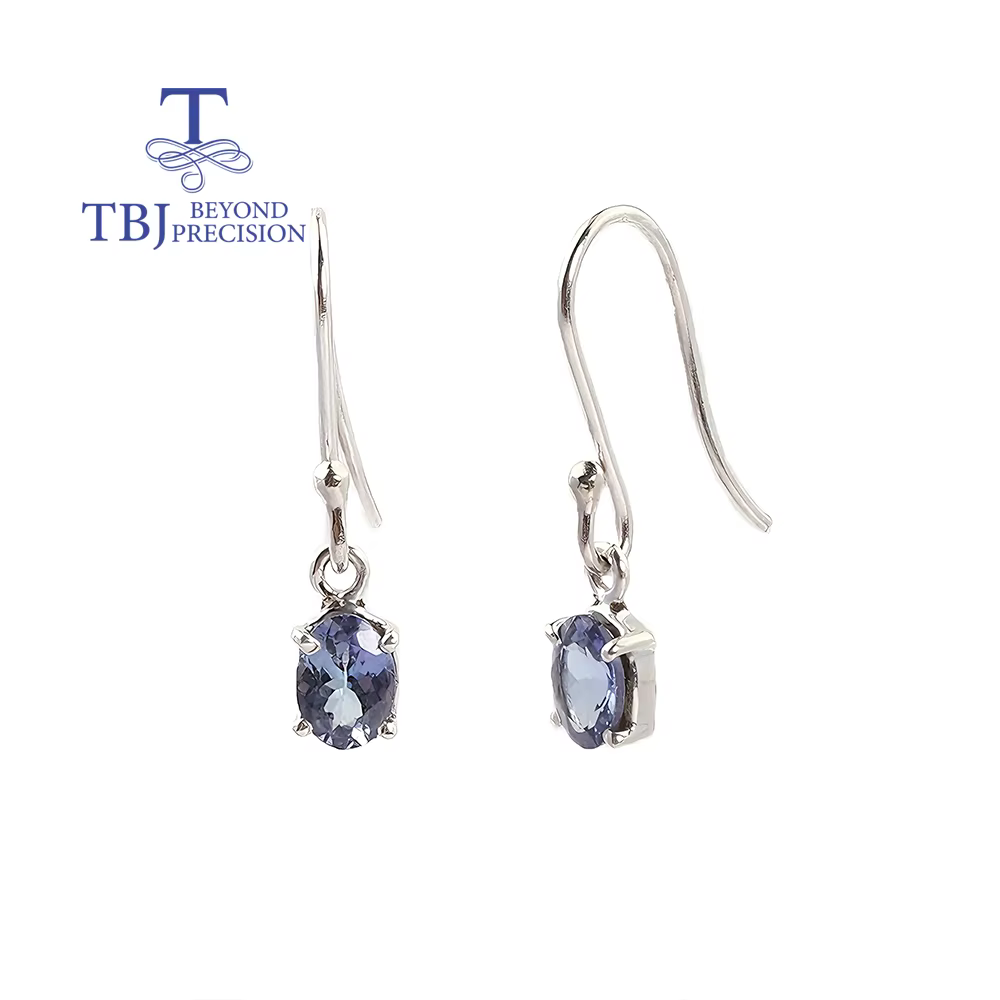 TBJ, boucles d'oreilles de luxe légères en argent Sterling 925 faites à la main, Tanzanite naturelle