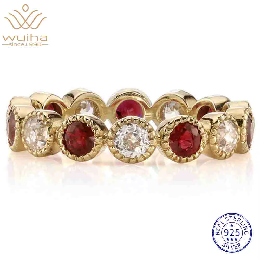 WUIHA – bague de fiançailles Vintage en argent Sterling 100% 925, diamants Moissanite à coupe ronde,
