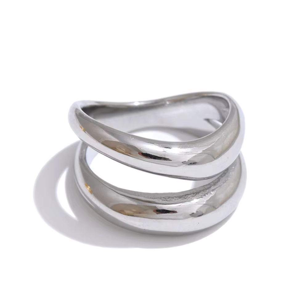NiNice Carrick Carrick – bague chaîne en acier inoxydable pour femmes, bijoux Double couche plaqué P