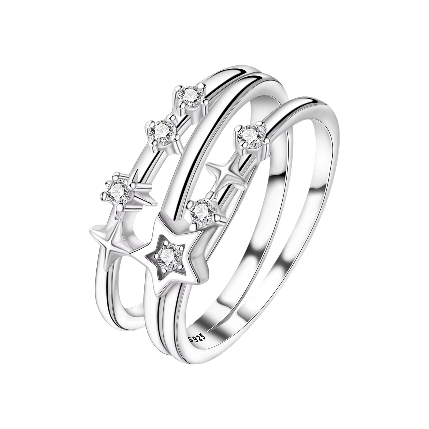 Ensemble de bagues originales en argent Sterling 925, Zircon Simple, galaxie éblouissante, taille fe