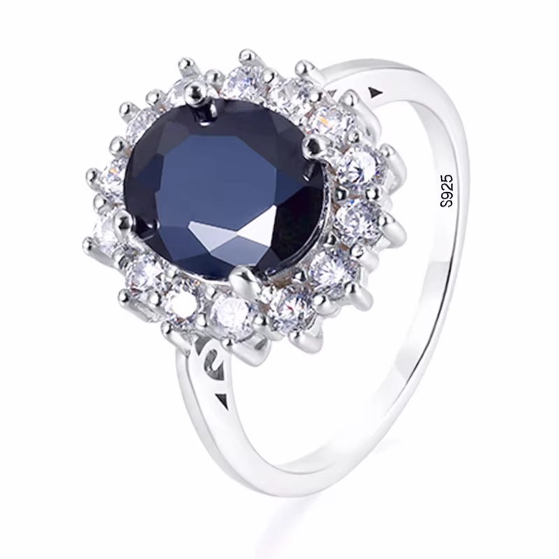 Trumium – bague Diana en argent Sterling 925, 3ct, avec pierres précieuses noires, ovale, de luxe, p