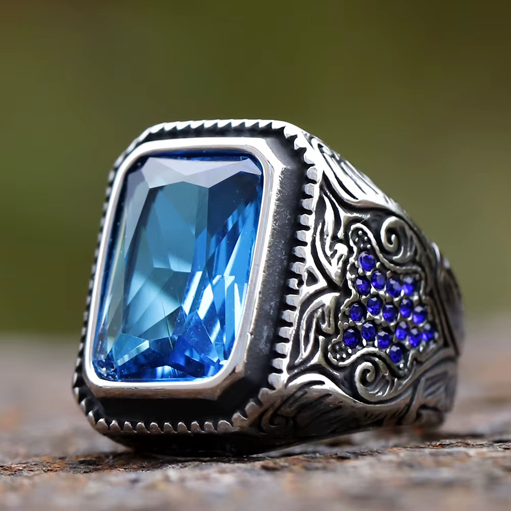 Bague en pierre turque en acier inoxydable 316L pour hommes, nouveau Design Unique, bague CZ en Zirc