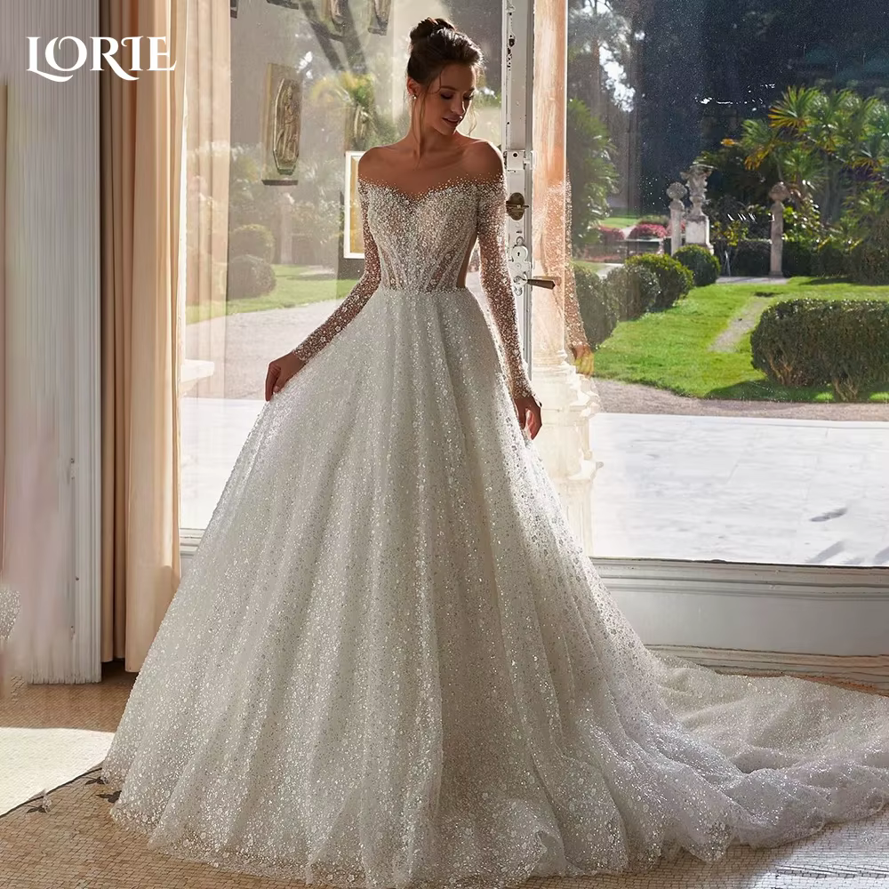 LORIE-Robe de Mariée Sexy Brillante de Rotterdam, Ligne A, Bouton Off Initiated, Chérie, Personnalis