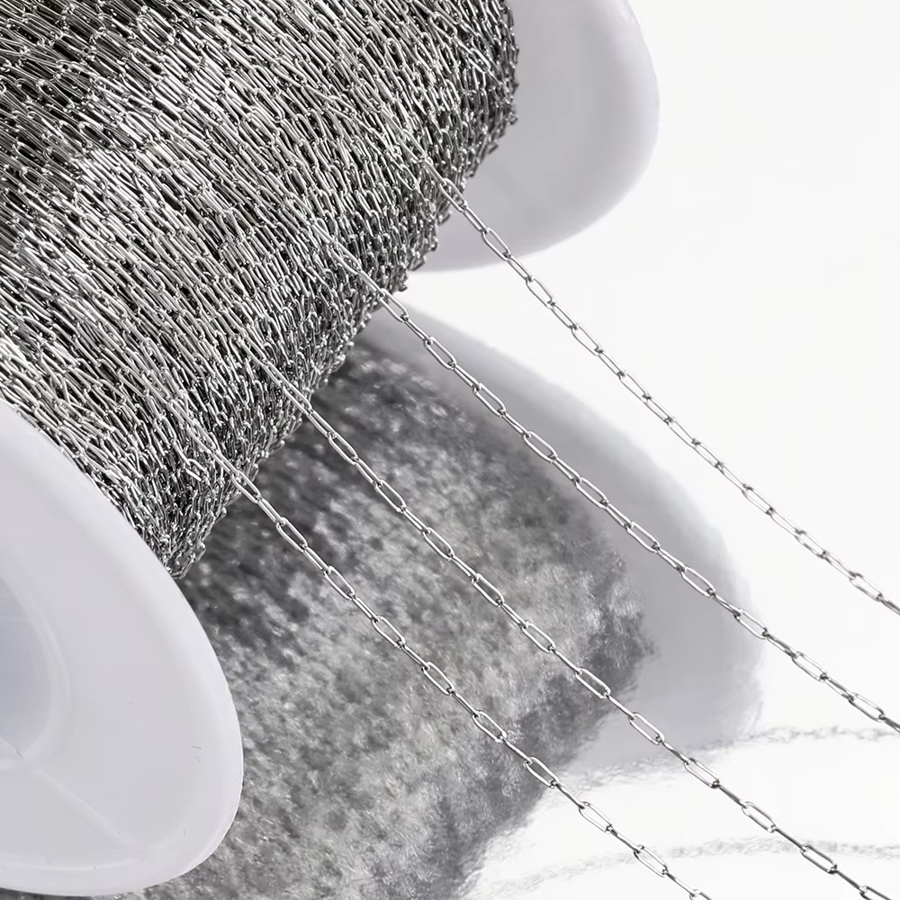 Chaîne de bricolage en acier inoxydable, chaînes de câbles à perles fines, Bracelet en or 18 carats,