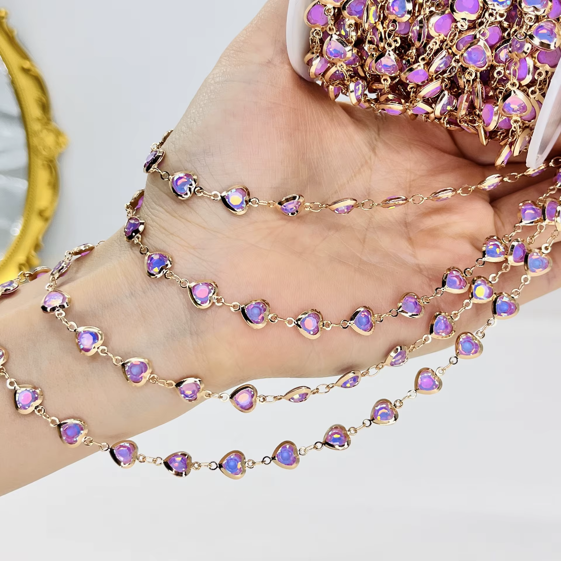 Chaîne en cristal violet EQIANAO 100CM, accessoires de bijoux DIY, décoration Lolita Hanfu, fournitu