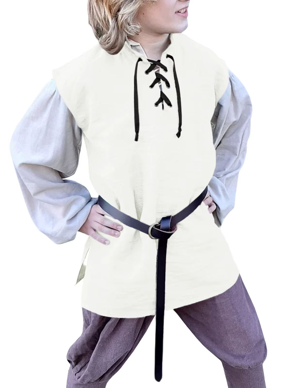 Costume médiéval pour enfants garçons, tenue Renaissance, gilet, hauts sans manches, chemise de Pira