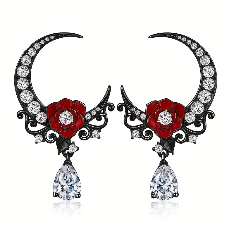Bijoux gothiques boucles d'oreilles lune Rose pour femmes filles accessoires gothiques clous d'oreil