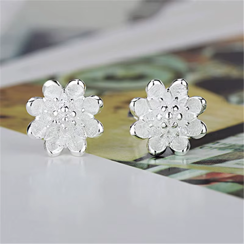 Boucles d'oreilles élégantes en argent Sterling 925, fleur de Lotus, pour femmes et filles, bijoux d