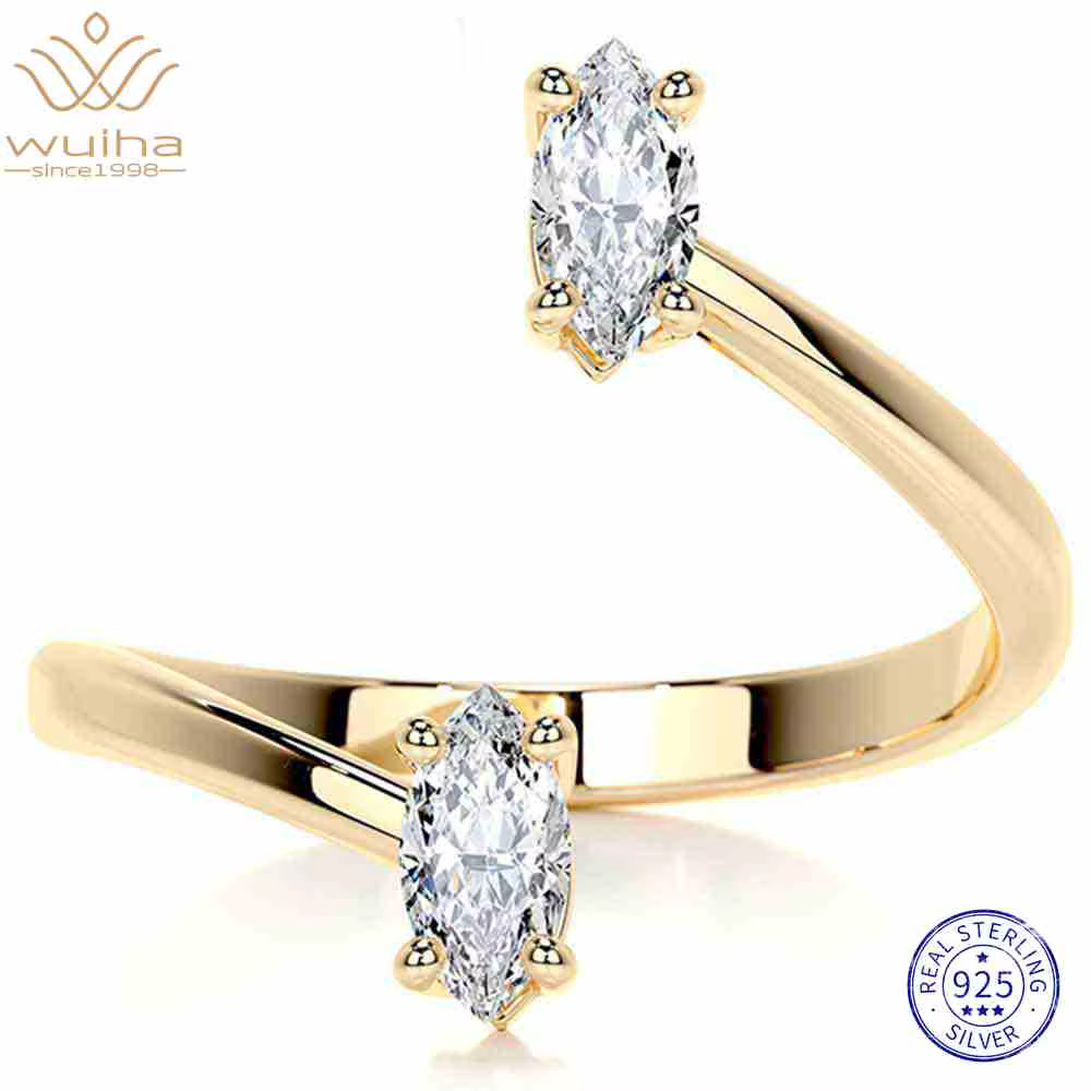 WUIHA – bague de fiançailles en argent Sterling 925, coupe Marquise, couleur D, GRA, pierres précieu