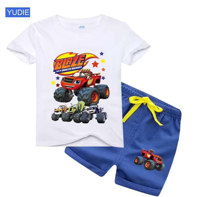 Garçons chemise bébé garçon vêtements ensemble dessin animé Blazing vitesse voitures monstre Machine