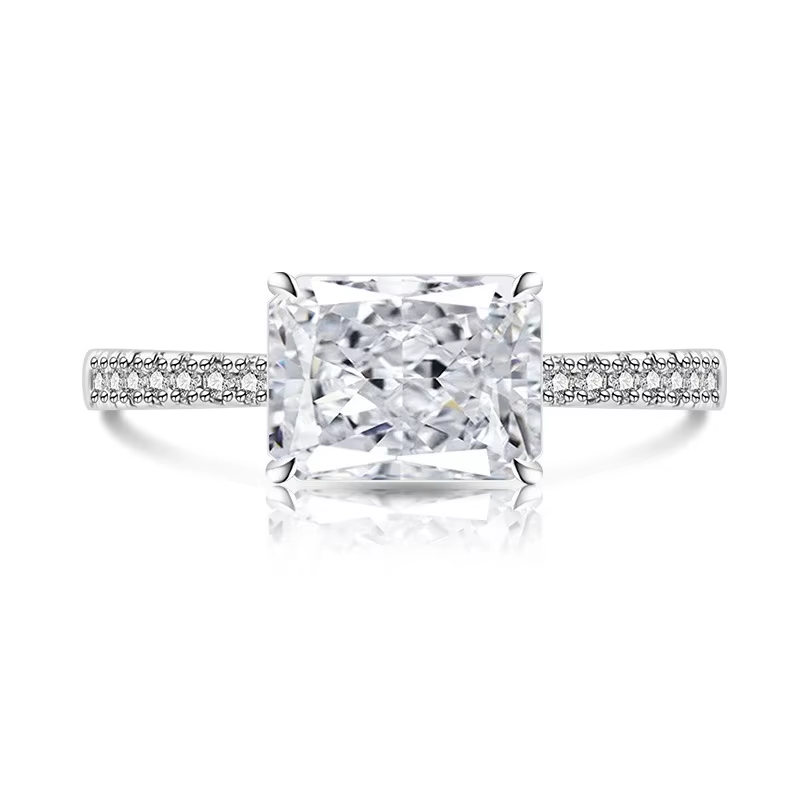 Bague de luxe en argent Sterling 925, coupe de fleur de glace, petit Cube de sucre en cristal et Zir