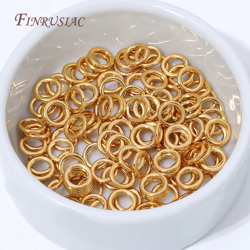 Connecteur d'anneau rond plaqué or 18 carats, anneau métallique lisse pour la fabrication de bijoux 